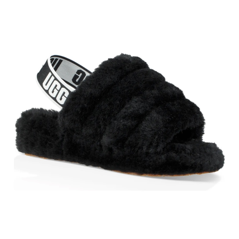Black W Fluff Yeah Slide. Size 6. Black.